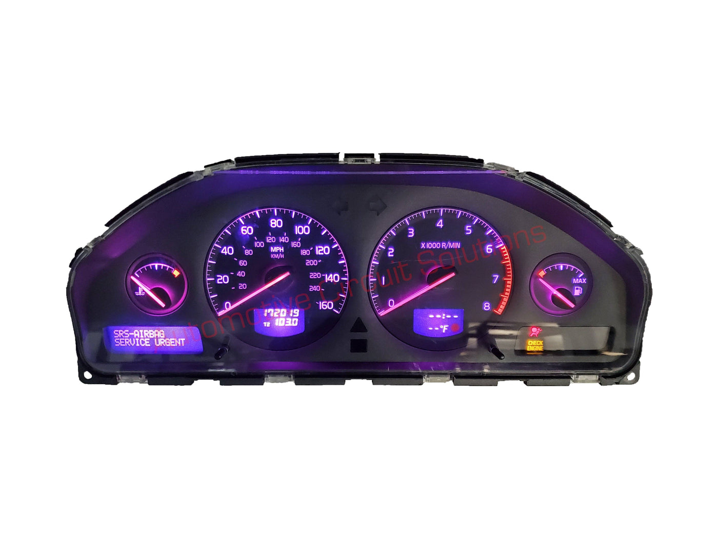 Volvo Instrument Gauge Cluster "DIM" Repair Service S60 S80 V70 XC70 Cluster Repair Service Automotive Circuit Solutions Pink LEDs 99-03 ONLY 