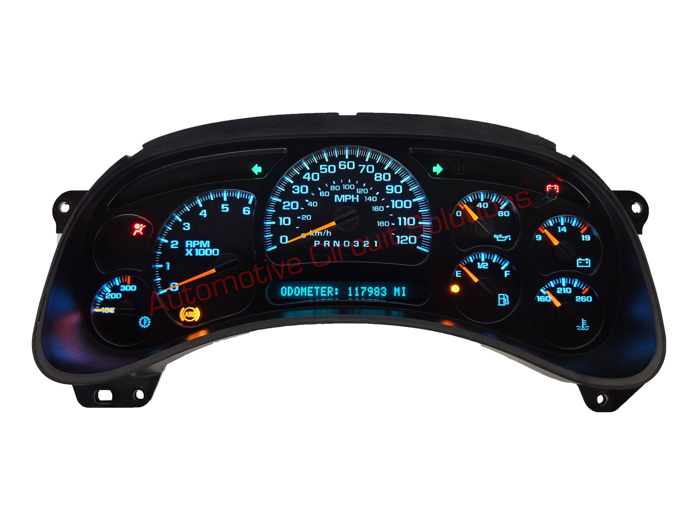 2003-2007 Chevy Silverado Avalanche Suburban Tahoe Instrument Gauge Cluster Repair Service Cluster Repair Service Automotive Circuit Solutions Cool White LEDs 