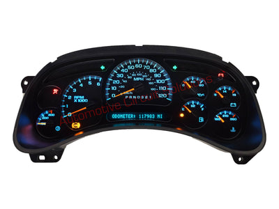 2003-2007 Chevy Silverado Avalanche Suburban Tahoe Instrument Gauge Cluster Repair Service Cluster Repair Service Automotive Circuit Solutions Cool White LEDs 