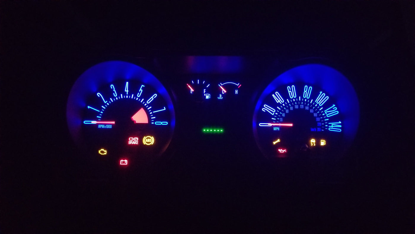 2005-2009 Ford Mustang Gauge Cluster Repair Service Cluster Repair Service Automotive Circuit Solutions Gauge Repair Blue LEDs 