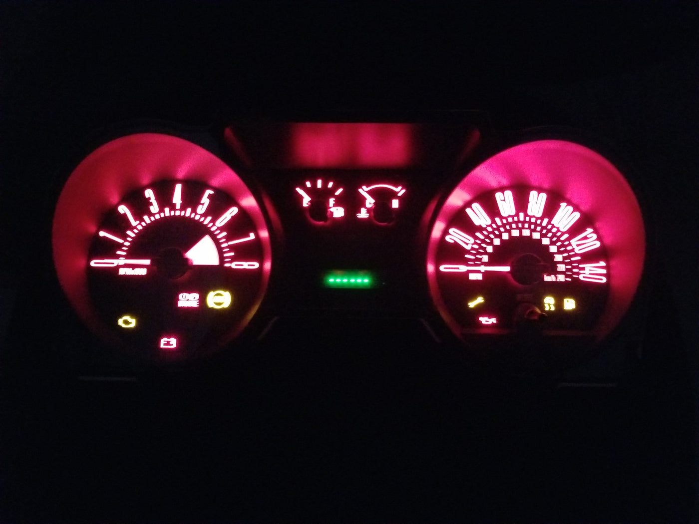 2005-2009 Ford Mustang Gauge Cluster Repair Service Cluster Repair Service Automotive Circuit Solutions Gauge Repair Red LEDs 